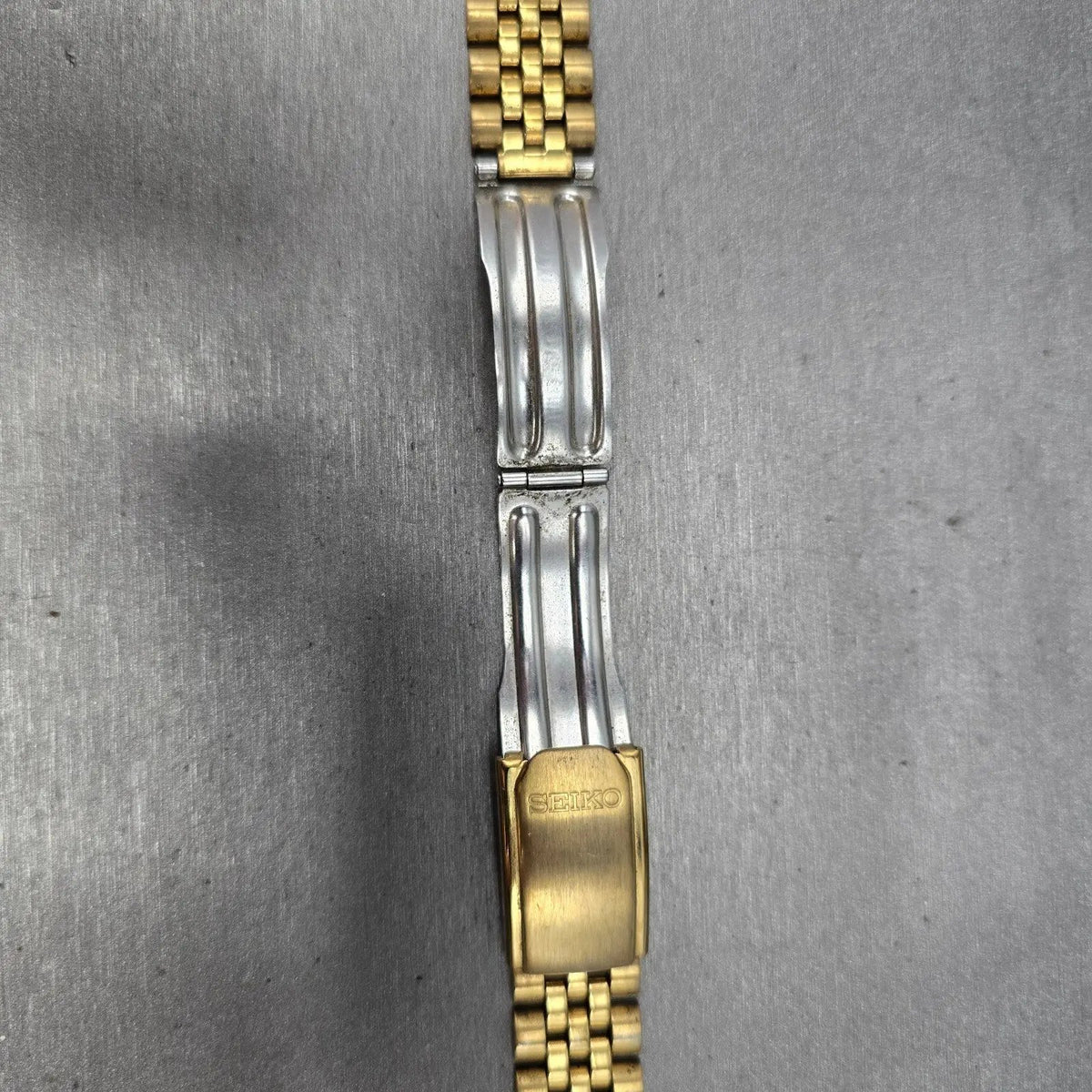 Seiko President Bracelet Stainless Steel Gold Tone Tri Folding Clasp VTG12