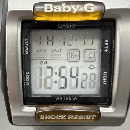 Casio Baby-G Watch Women 35mm Digital Black Silver Alarm Chrono BG-180 New Batt1