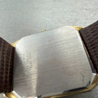 Seiko Lassale Tank Watch Men 28mm Champagne Dial Gold Tone Date 6429-5019 PARTS10