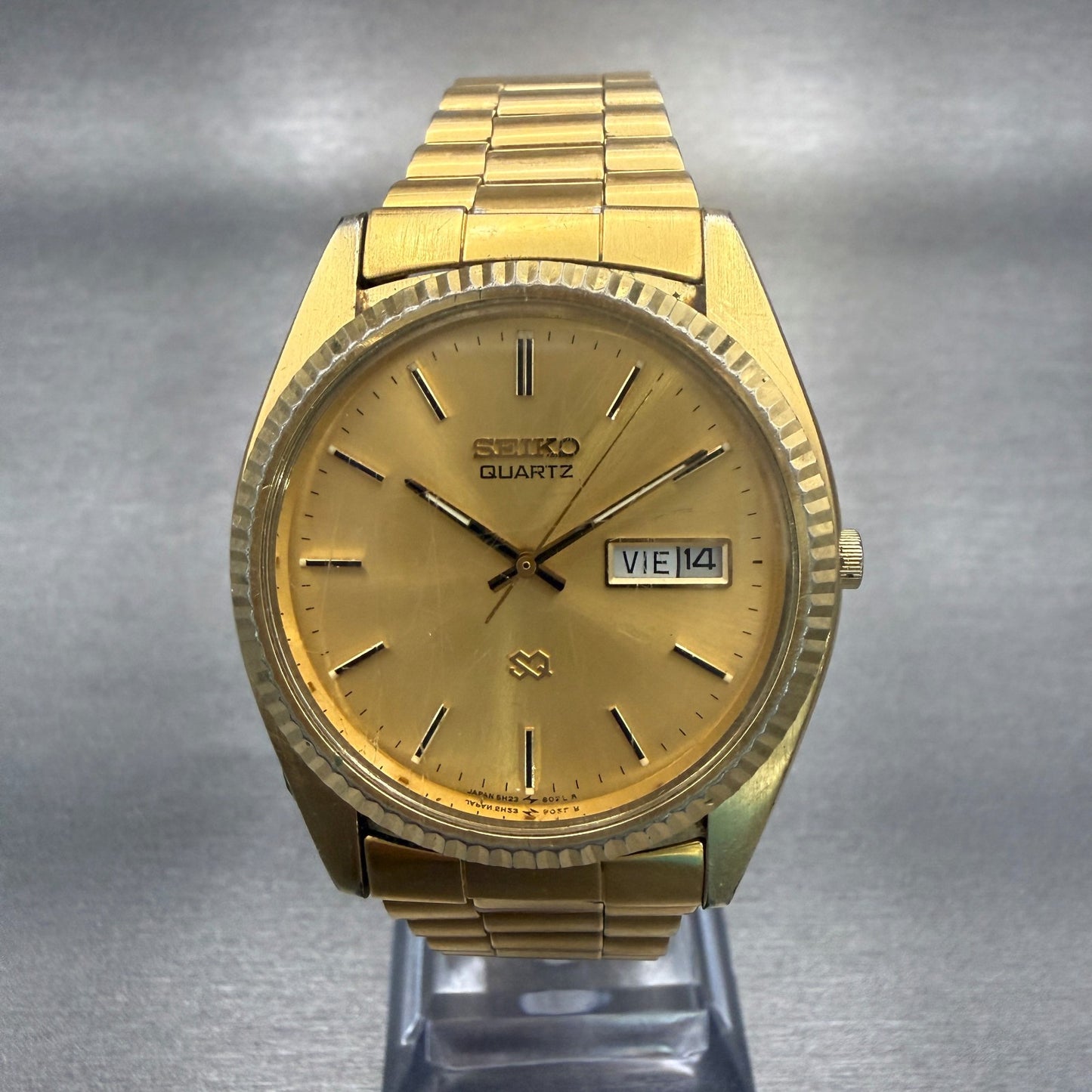 Seiko President Watch Men 36mm Gold Dial Gold Daydate Round 5H23-8029 NewBat0