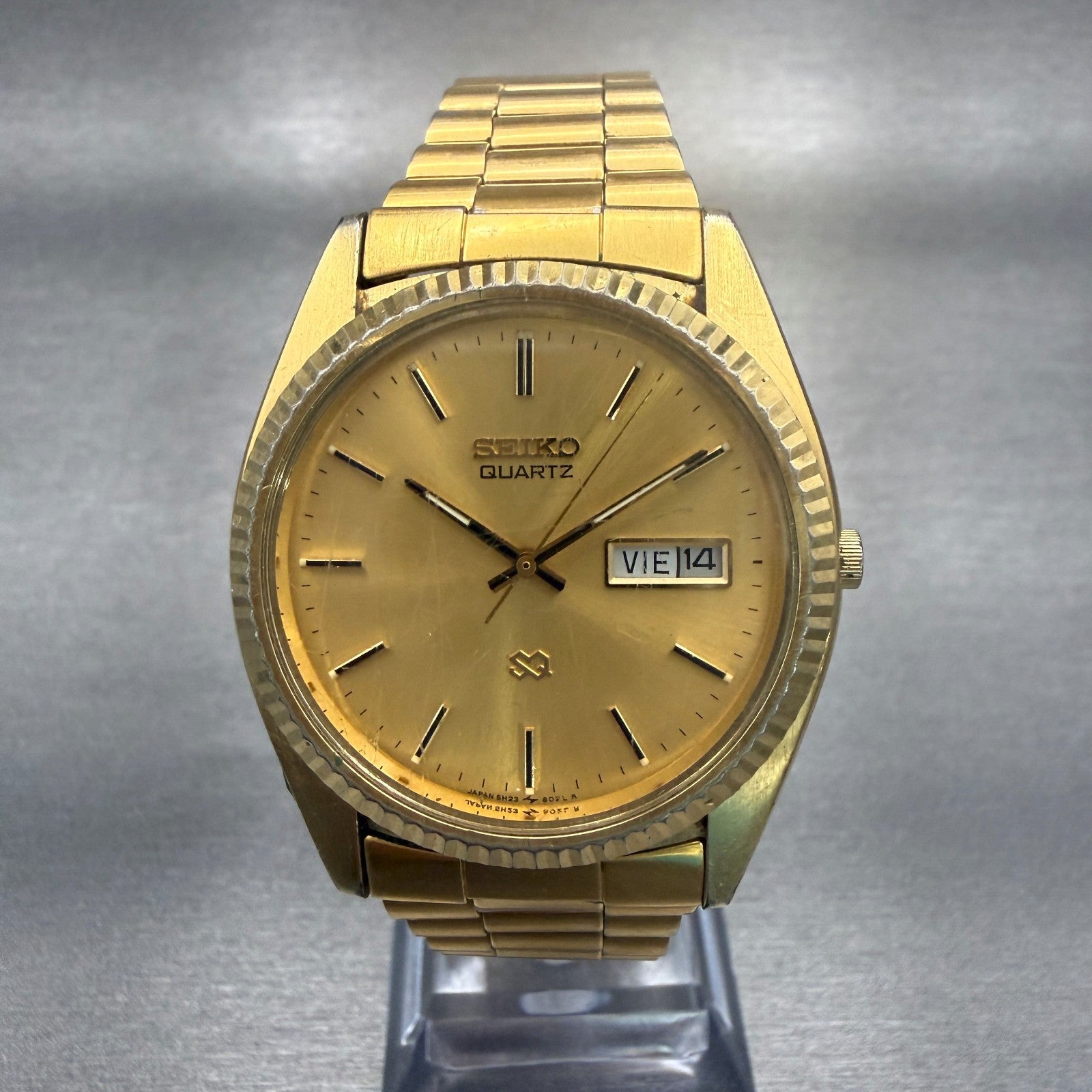 Seiko President Watch Men 36mm Gold Dial Gold Daydate Round 5H23-8029 NewBat0