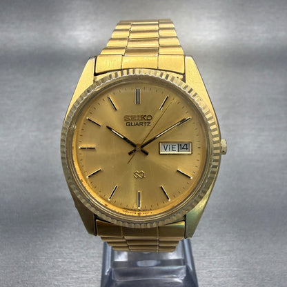 Seiko President Watch Men 36mm Gold Dial Gold Daydate Round 5H23-8029 NewBat0