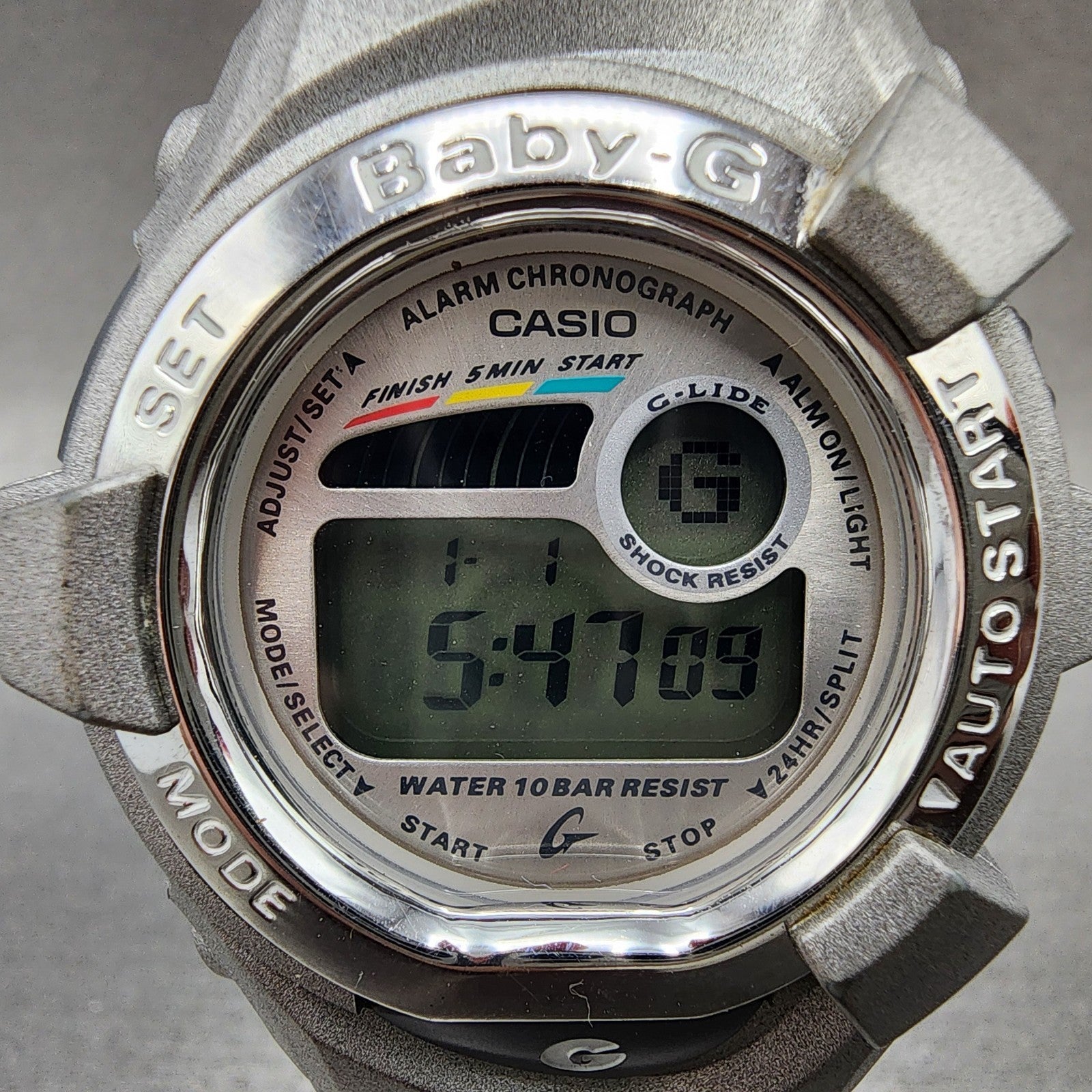 Casio BabyG BGX170 Watch Women 42mm Silver Dial Silver Tone Digital New Batt1