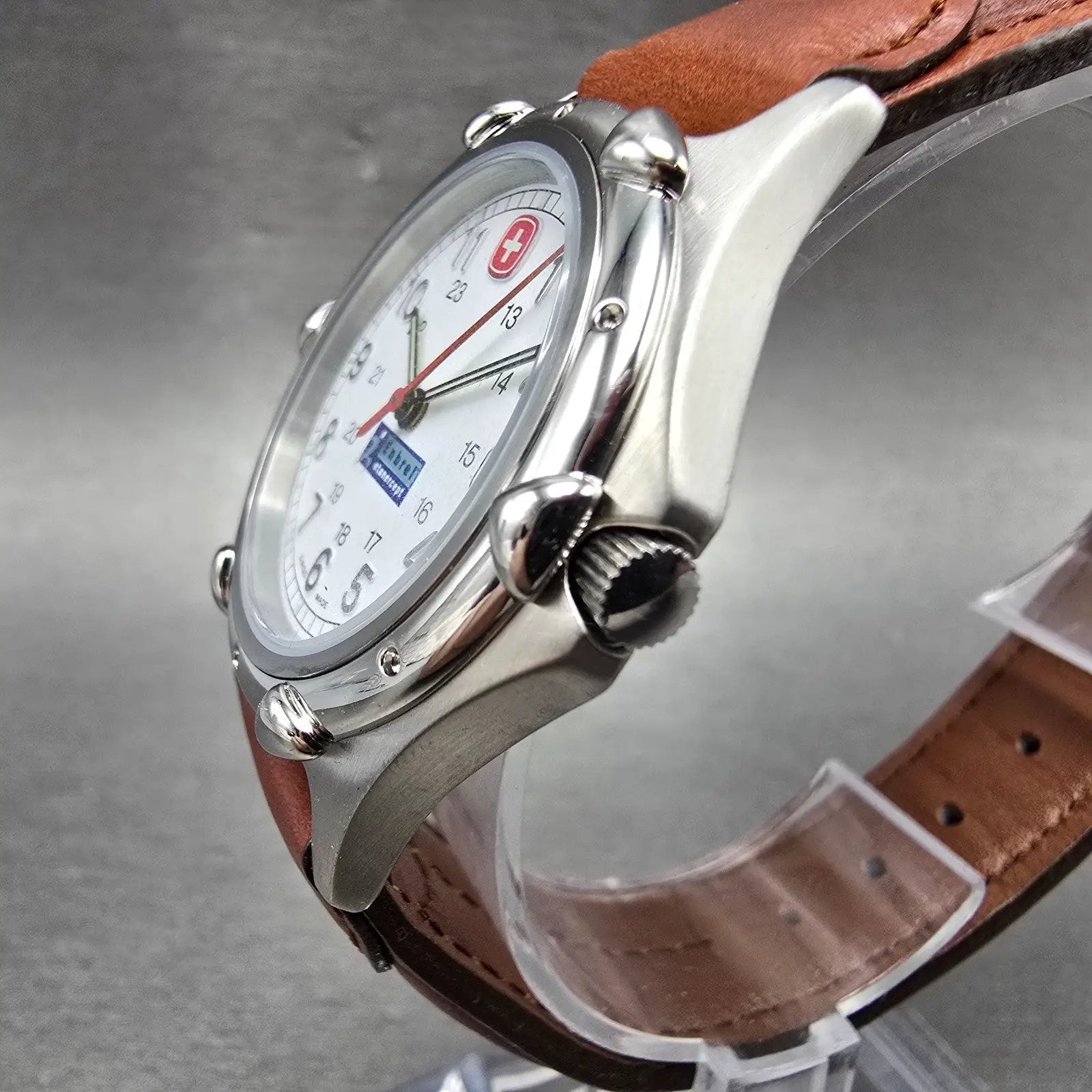 Wenger Watch Men 36mm White Dial Stainless Steel Date 095.0695 New Battery GNB2