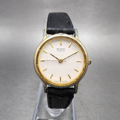 Rioch Watch Women 24mm White Dial Gold Tone Round New Battery Vintage0