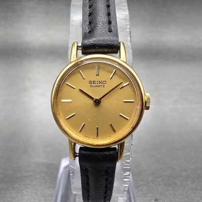 Seiko Watch Women 19mm Gold Dial Gold Tone Round 5420-0019 New Battery Vintage0