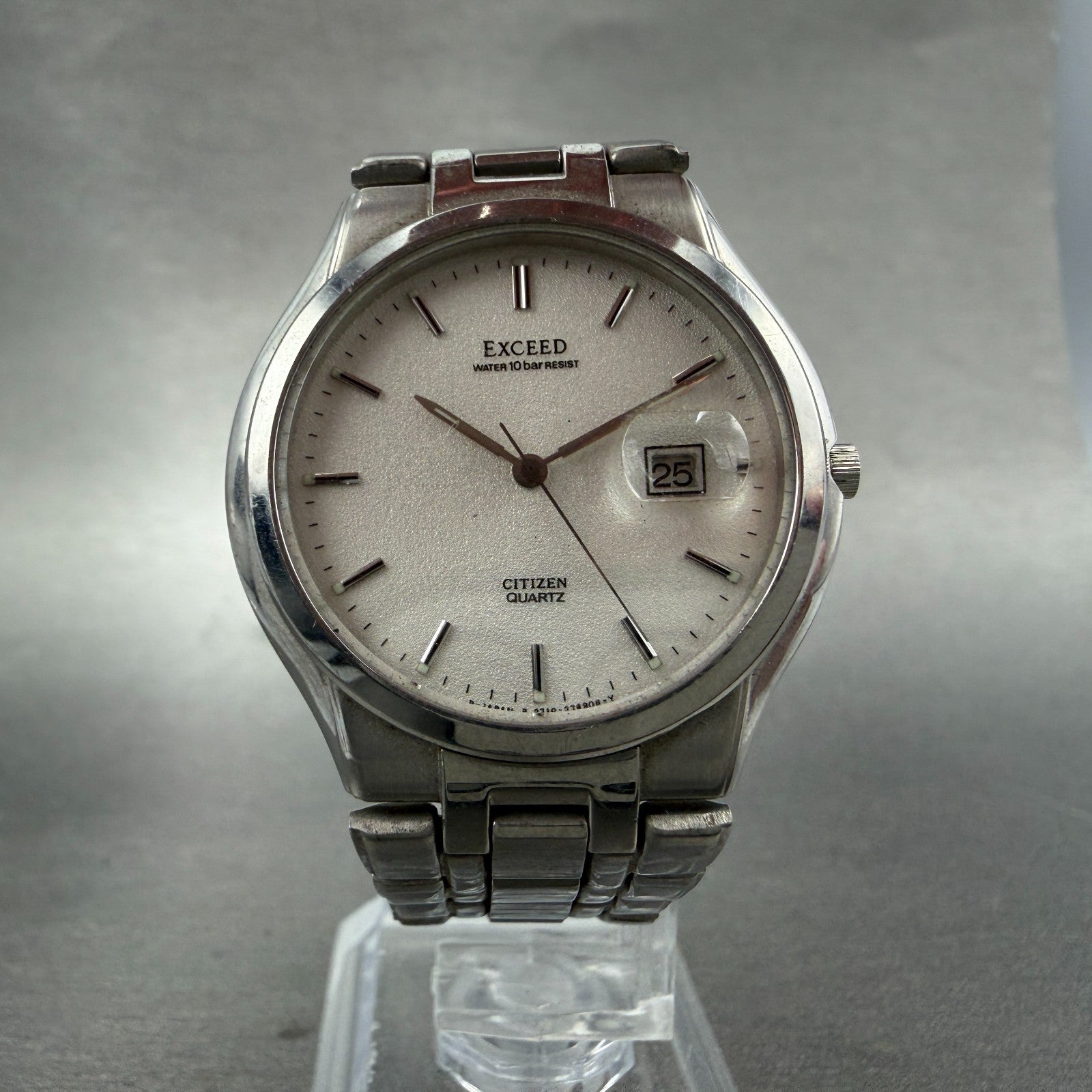 Citizen Exceed Watch Men 34mm White Dial Silver Tone Date 2710-274831 New Batt5