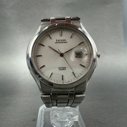 Citizen Exceed Watch Men 34mm White Dial Silver Tone Date 2710-274831 New Batt5