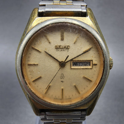 VTG Seiko Watch Women 26mm Cream Dial Gold Tone Daydate Round 26230100 New Batt1