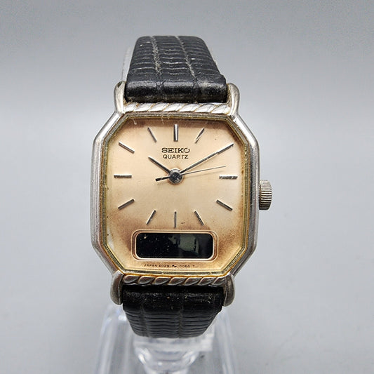 VTG Seiko Watch Women 22mm Analog Digital Silver Dial Palladium READ!!! E029