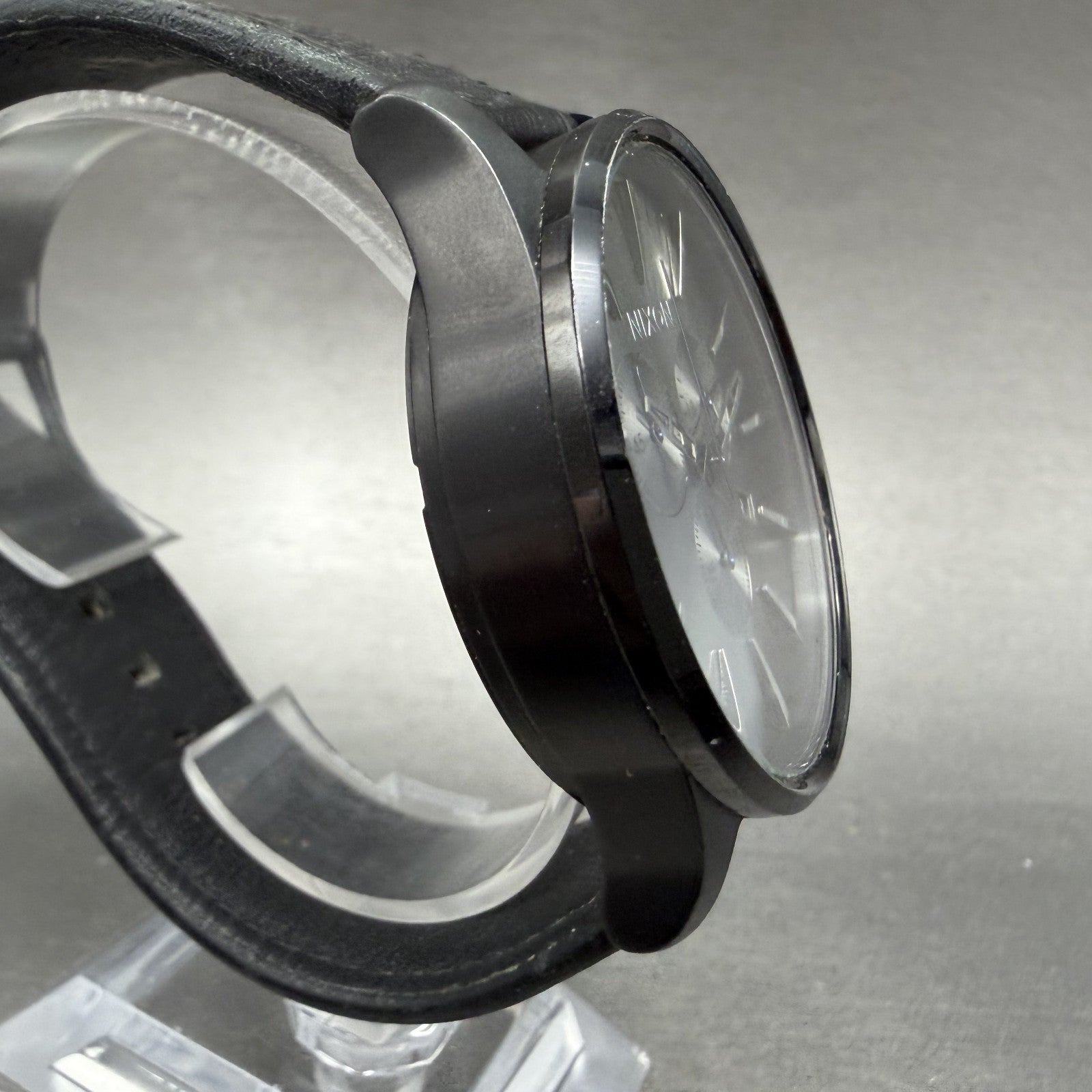 Nixon Sentry Chrono Watch Men 42mm Gray Dial Black Tone Date Round New Battery3