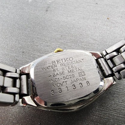 Seiko Watch Women 17mm White Dial Two Tone Round 1N015C29 New Battery8