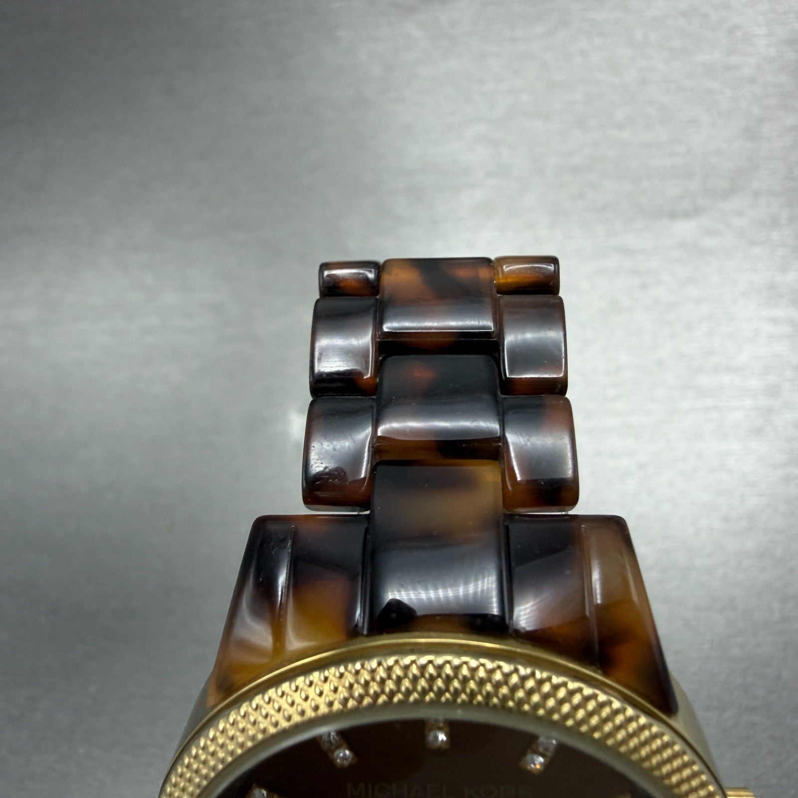 Michael Kors Watch Women 37mm Brown Dial Gold Tone Tortas Daydate New Battery KI4