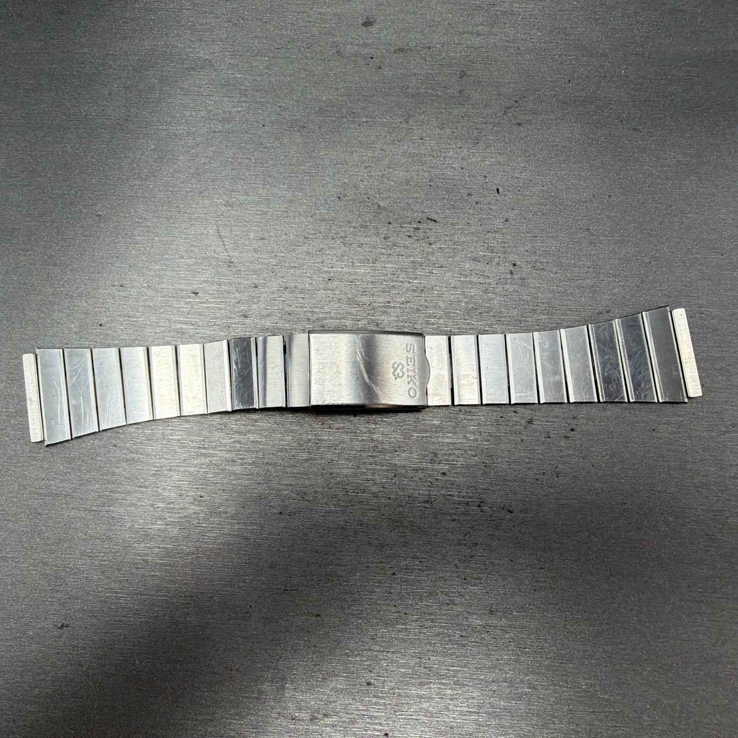 Seiko SQ Bracelet 21mm Stainless Steel Tri Folding Clasp Z1157 Vintage Japan B0
