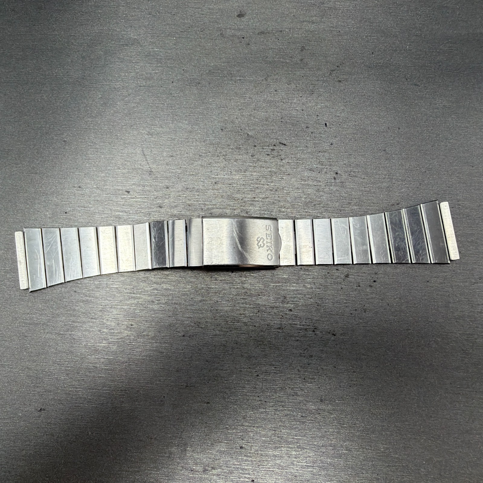 Seiko SQ Bracelet 21mm Stainless Steel Tri Folding Clasp Z1157 Vintage Japan B0