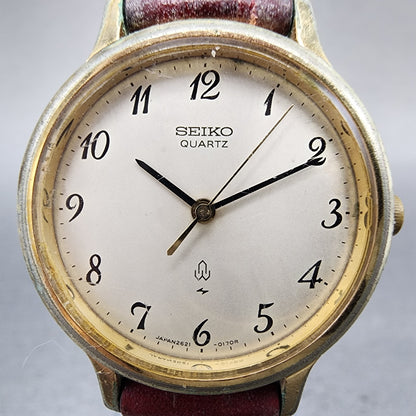 Seiko Watch Women 26mm White Dial Gold Tone Round 26210020 New battery VTG1