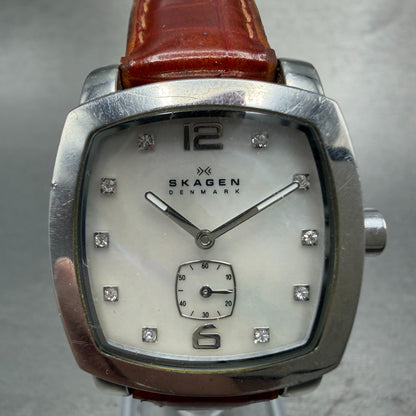 Skagen Watch Women 30mm MOP Dial Silver Tone Square 556SSL04 New Battery0