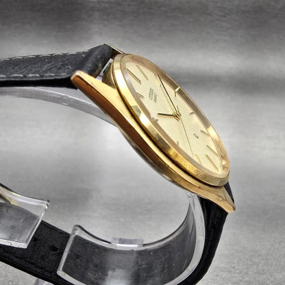 Citizen CQ Watch Men 33mm Champagne Dial Gold Tone Round 4-795512 New Battery3