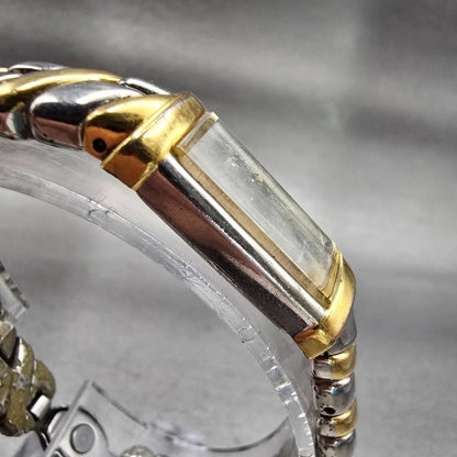 Seiko Watch Women 13mm MOP Dial Two Tone Rectangle 2E20-7259 New Battery VTG3