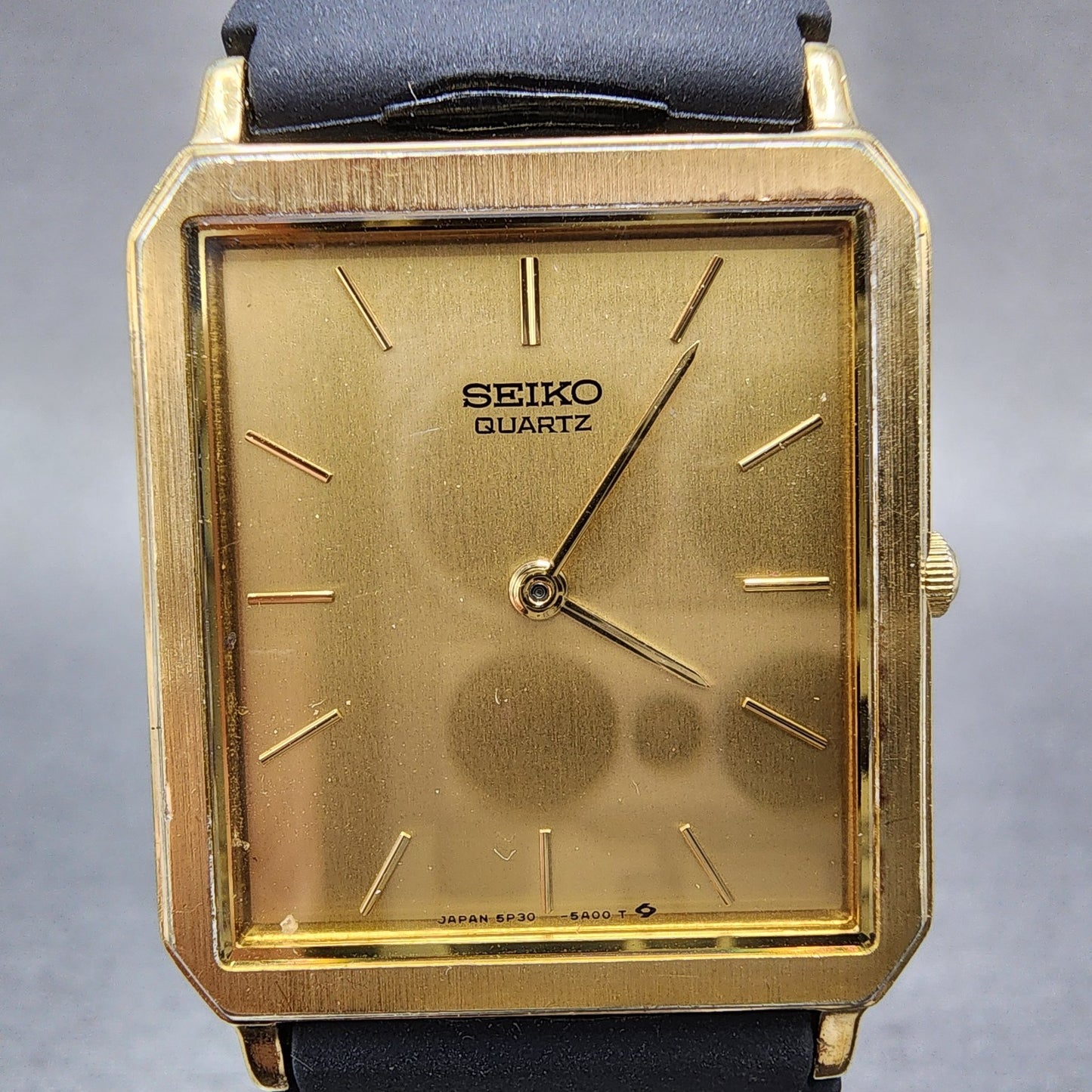 Seiko Tank Watch Men 26mm Champagne Dial Gold Tone Octagon 5p305a00 PARTS2