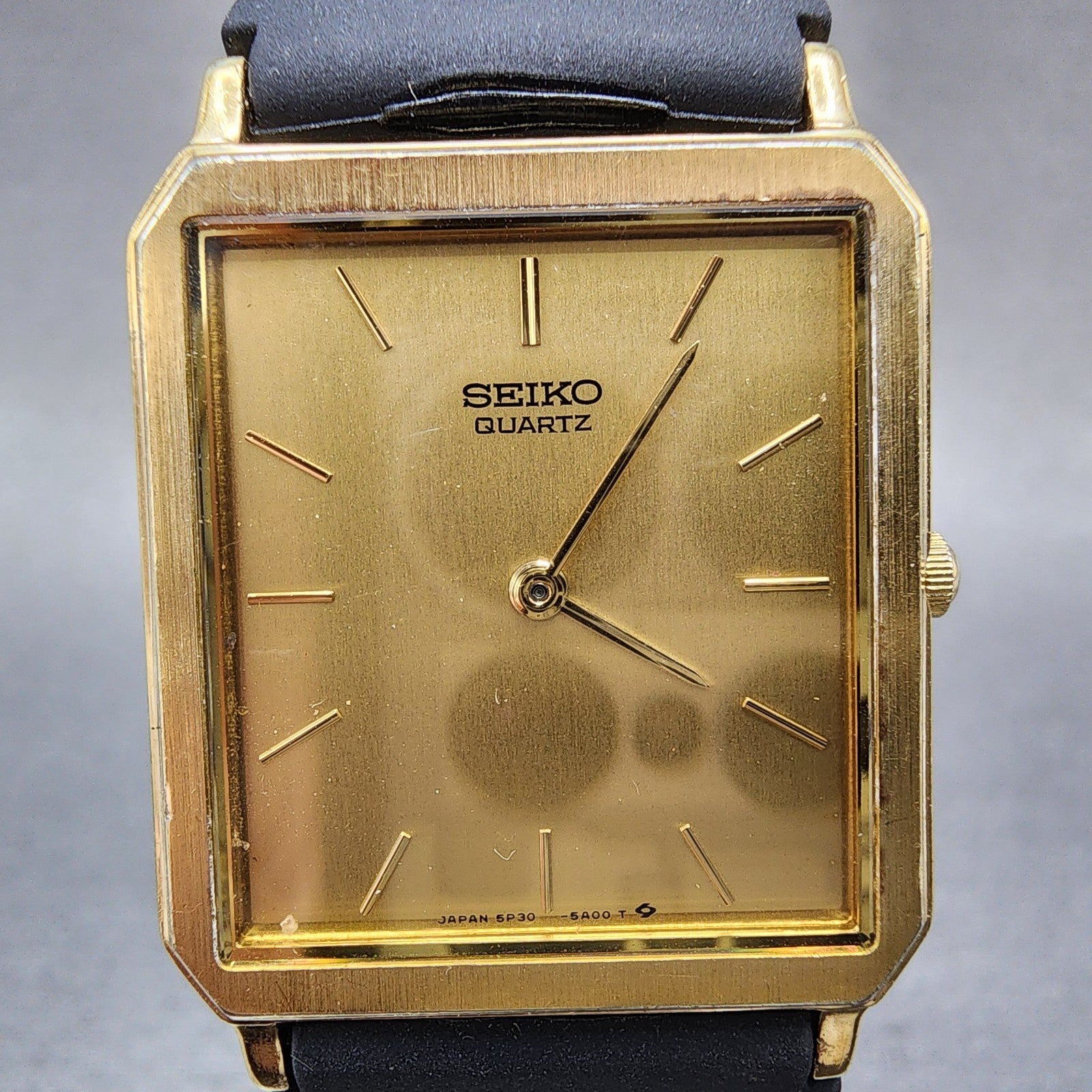Seiko Tank Watch Men 26mm Champagne Dial Gold Tone Octagon 5p305a00 PARTS2