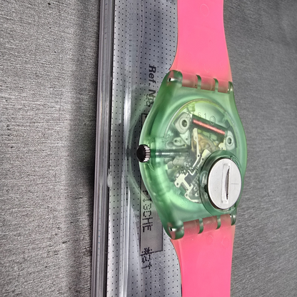 Swatch Frische Fische Watch Men 34mm Blue Dial Green Case GG116 New Battery NOS12