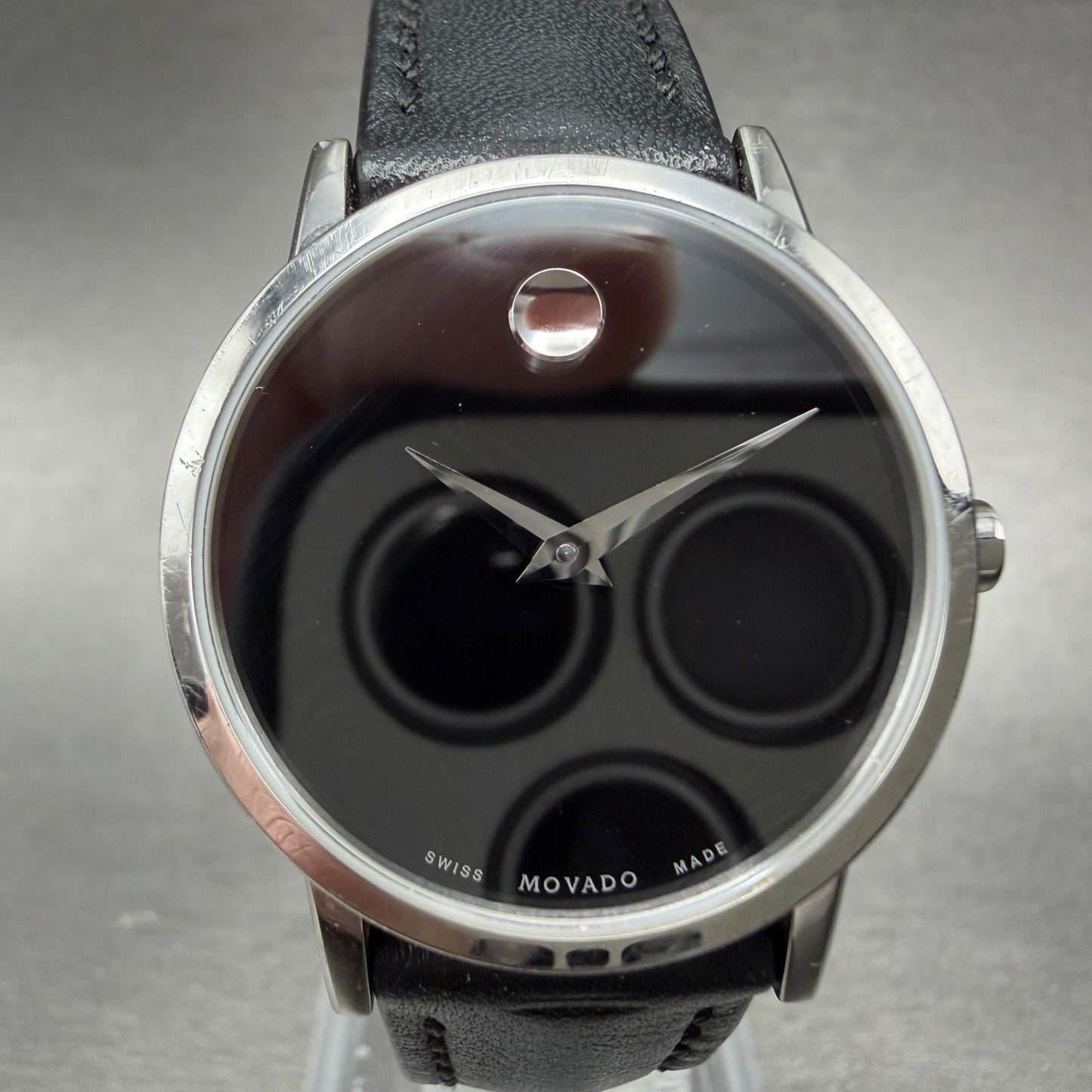 Movado Museum Watch Women 28mm Black Dial Steel Round 0607274 New Battery2