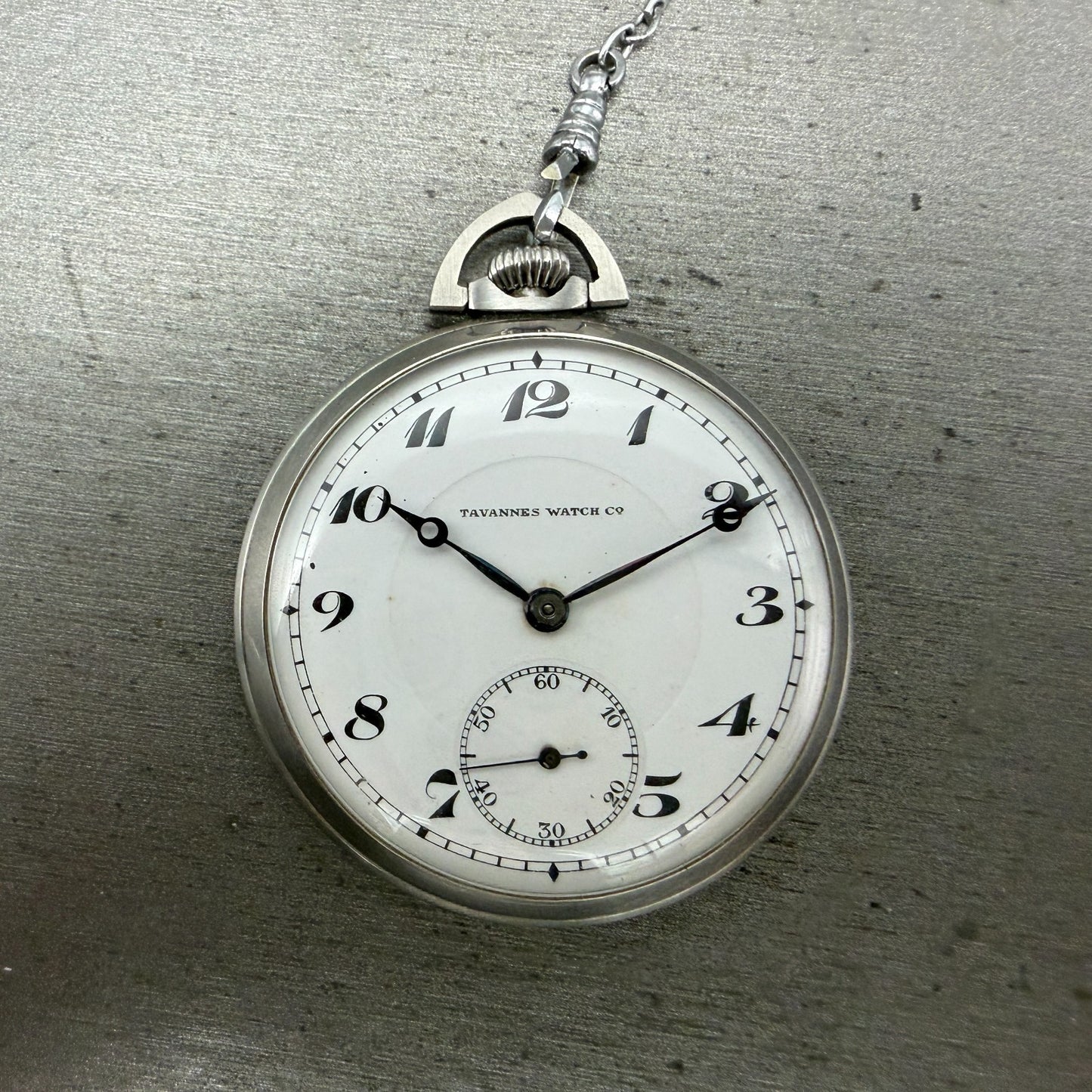 Tavannes pocket Watch 44mm White Dial Silver Tone 17 Jewels Manual Wind PARTS0