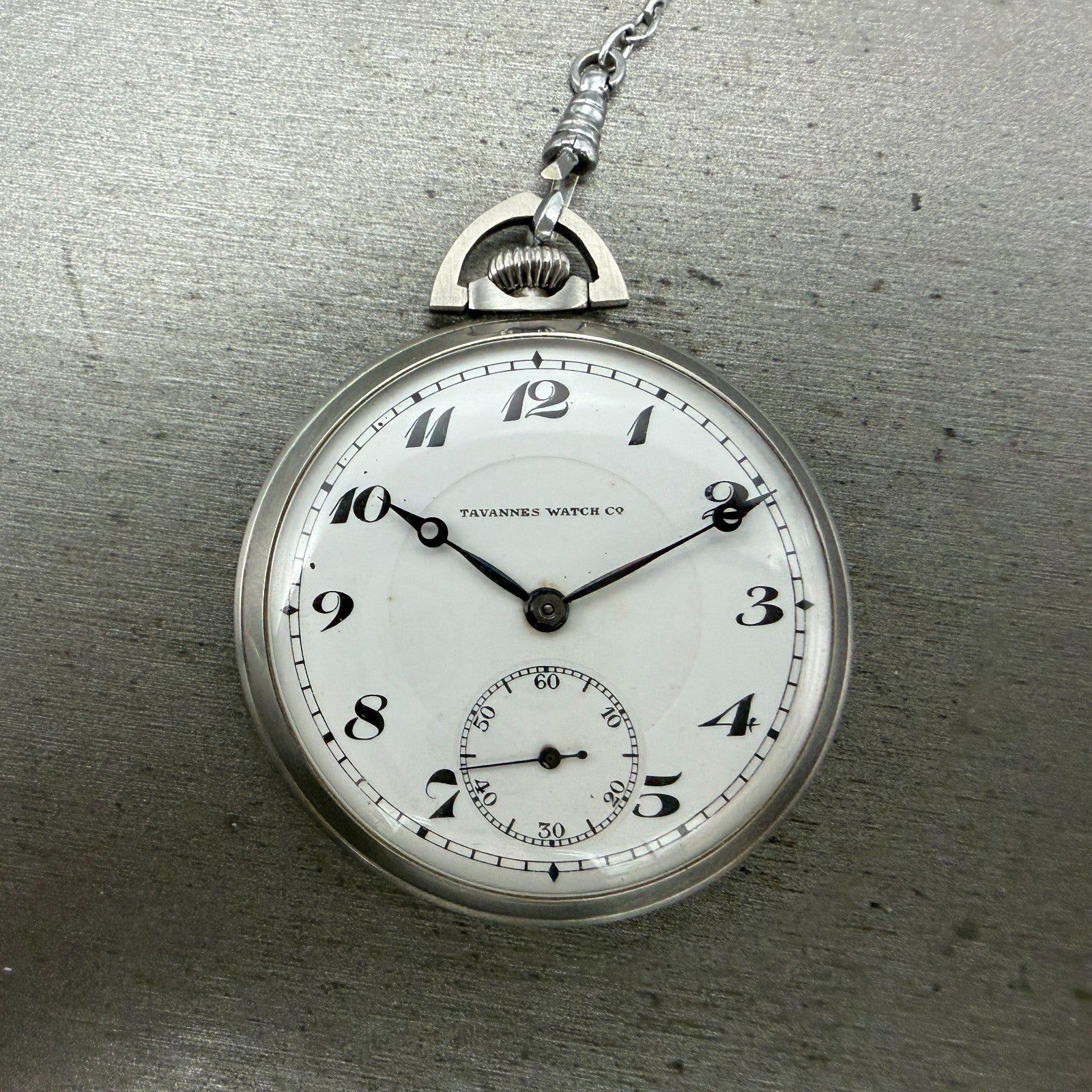 Tavannes pocket Watch 44mm White Dial Silver Tone 17 Jewels Manual Wind PARTS0