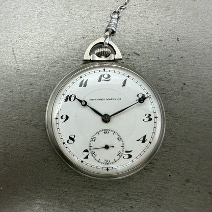 Tavannes pocket Watch 44mm White Dial Silver Tone 17 Jewels Manual Wind PARTS0