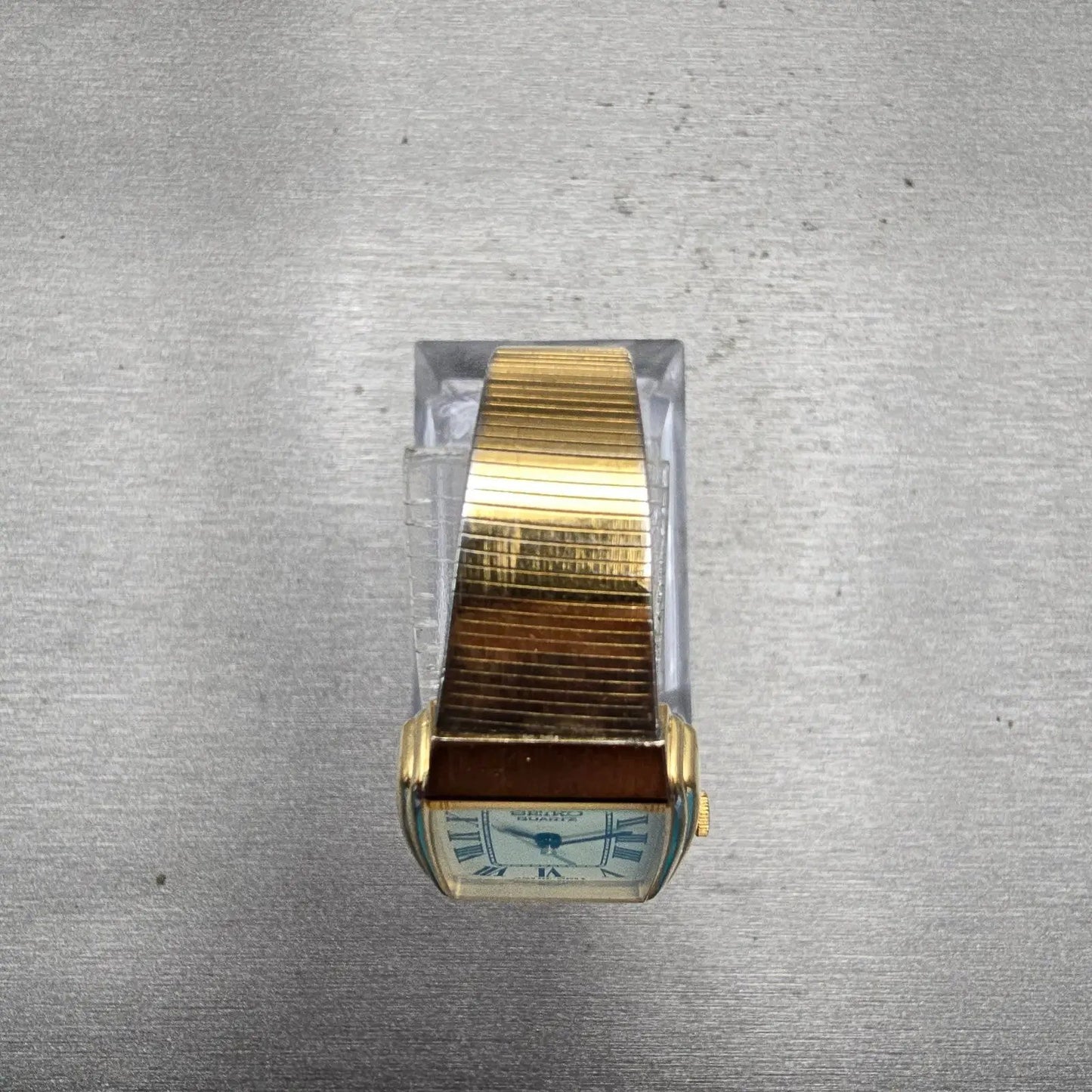 Seiko Tank Watch Women 20mm Champagne Dial Gold Tone Rectangle 3421-5170 New Bat4