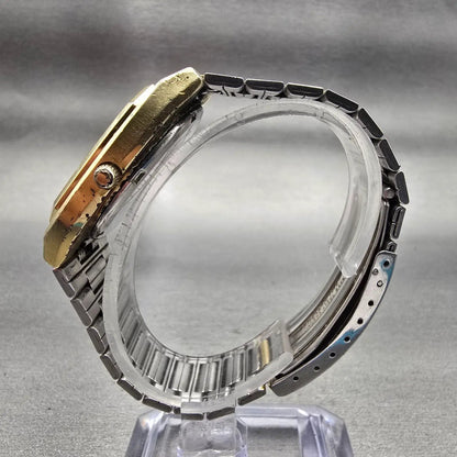 Seiko SQ Watch Men 32mm Silver Dial Gold Tone Daydate 8223-5249 New Battery VTG6
