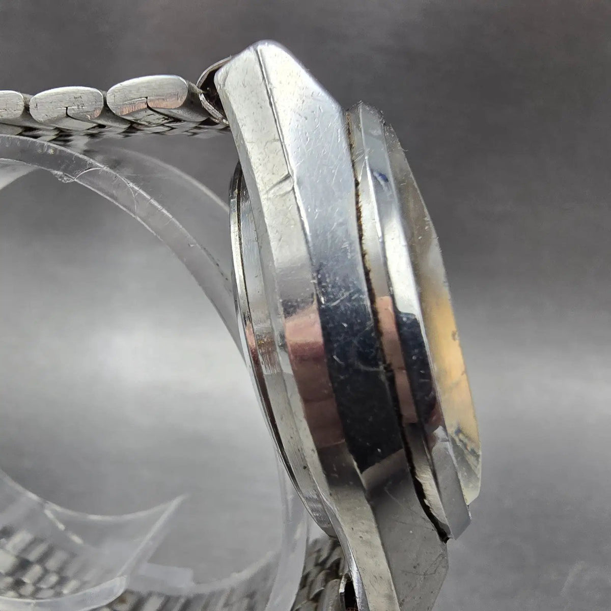 Seiko Quartz QR Watch Men 36mm Silver Dial Silver Tone Date 3862-8010  PARTS4