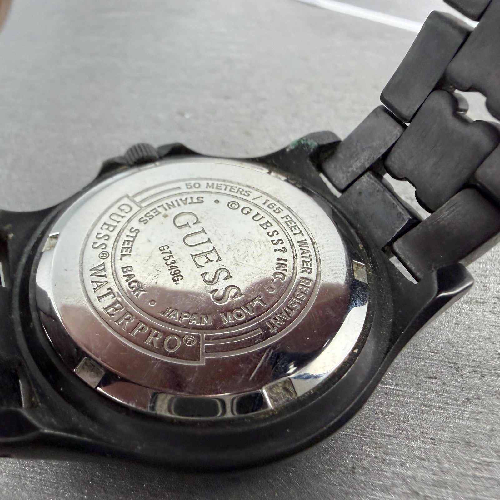 Guess Waterpro Dive Watch Men 40mm Black Dial Black Tone Date Round New Batt10