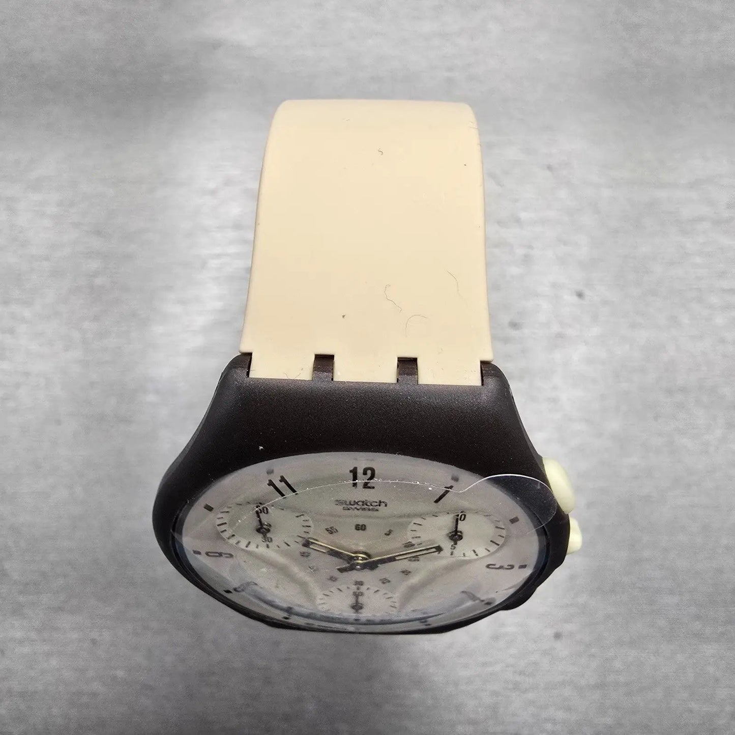 Swatch Skin Chrono KALAHARI Watch Men Tan Dial Brown Case SUYC100 New Battery5