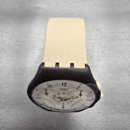 Swatch Skin Chrono KALAHARI Watch Men Tan Dial Brown Case SUYC100 New Battery5