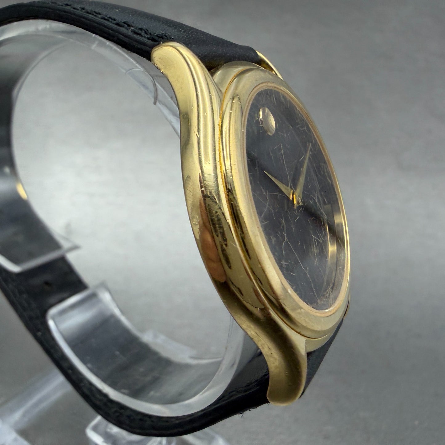 Movado Museum Watch Men 35mm Black Dial Gold Tone Round 87 D1 863 New Battery3