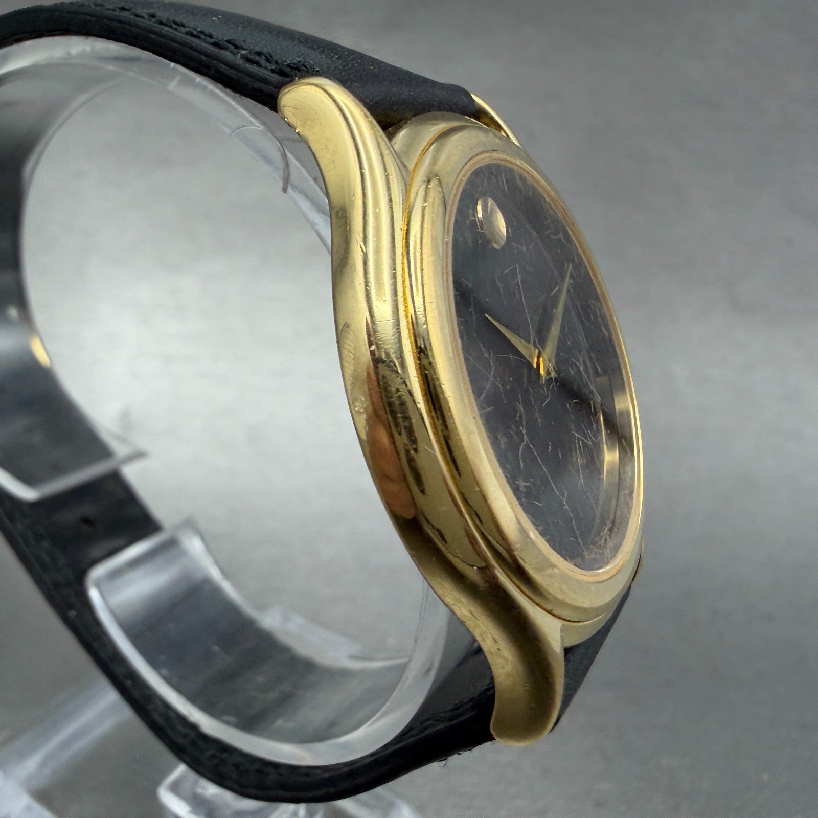 Movado Museum Watch Men 35mm Black Dial Gold Tone Round 87 D1 863 New Battery3