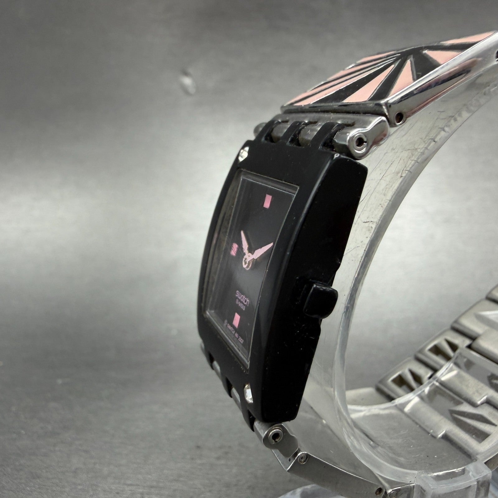 Swatch Going Out Watch Women 24mm Black Dial Black Tone Rectangle SUBB118 NewBat2