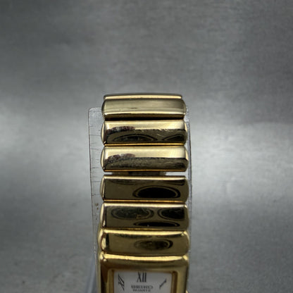 Seiko Tank Watch Women 13mm White Dial Gold Tone Rectangle 2E20-6759 New Batt YZ4