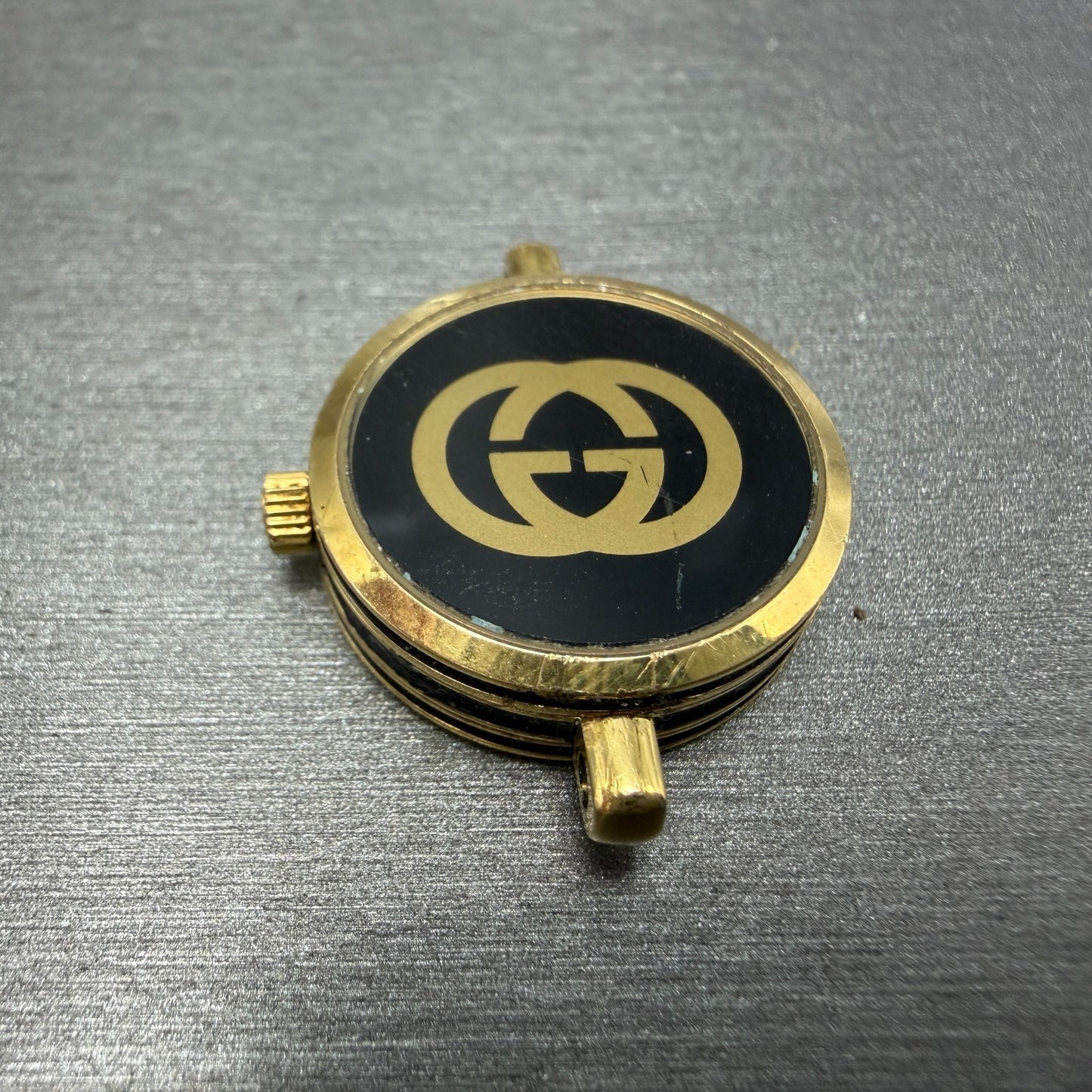 Gucci 2000L Watch Women 21mm Black Dial Gold Plated Round Vintage PARTS9