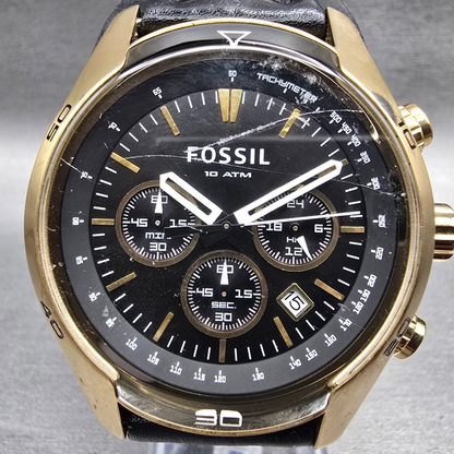 Fossil Coachman Chronograph Watch Men 44mm Black Dial Gold CH2615 New Battery1