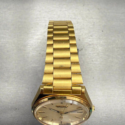 Seiko SQ Watch Men 35mm Champagne Dial Gold Tone Daydate Round 8123-7239 New Bat4