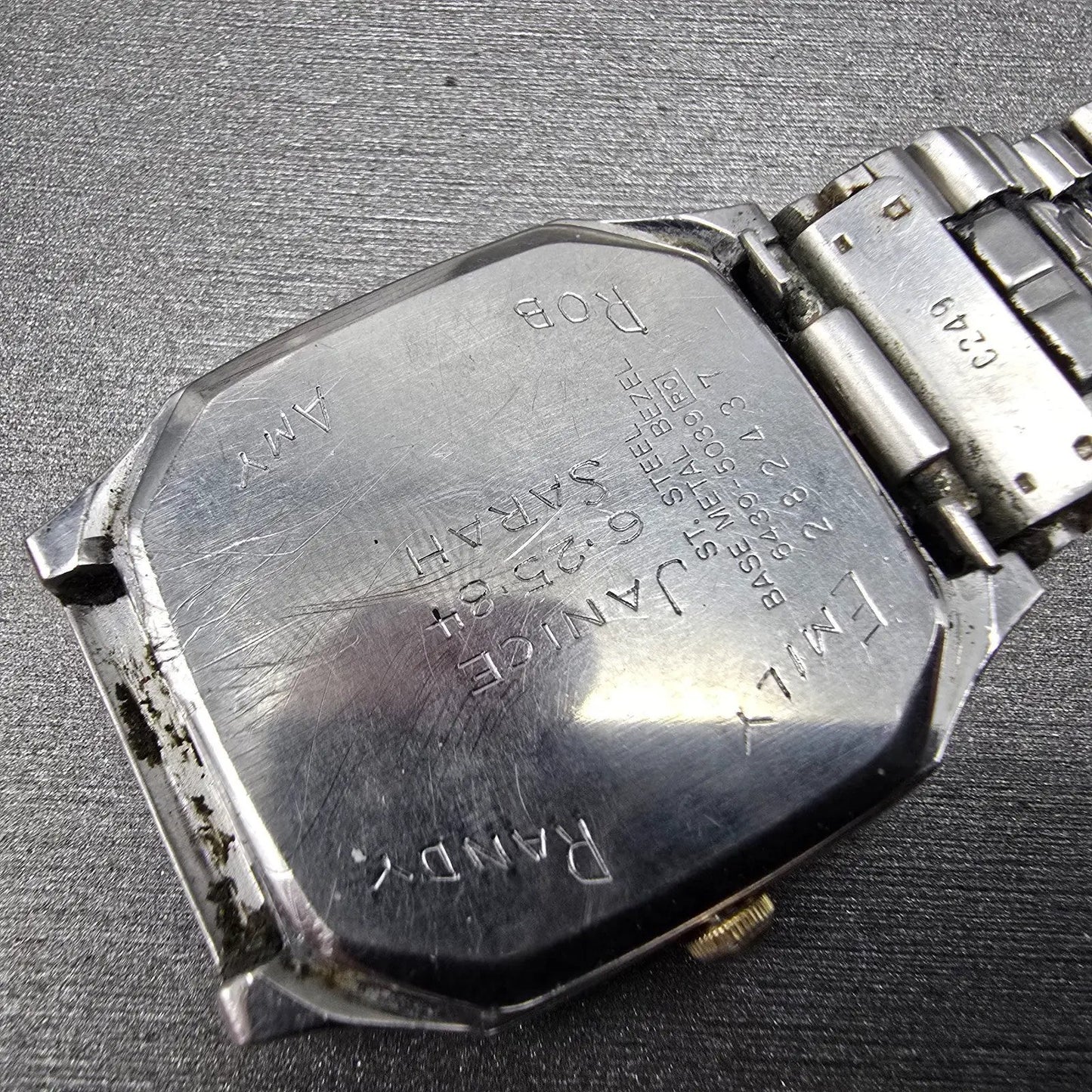 Seiko Watch Men 29mm Silver Dial Two Tone Date Octagon 6439-5039 PARTS Vintage11