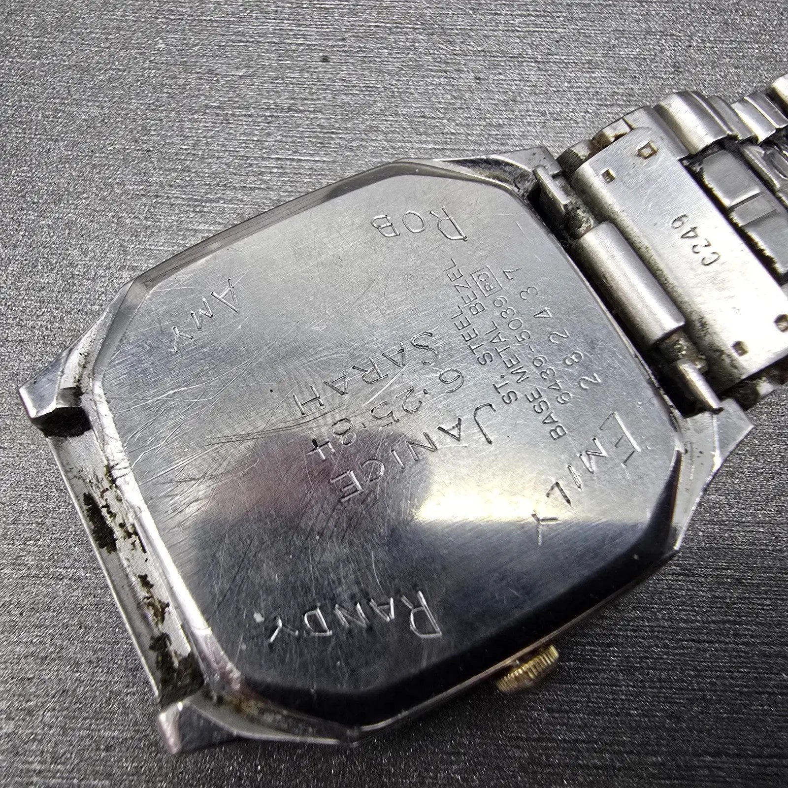 Seiko Watch Men 29mm Silver Dial Two Tone Date Octagon 6439-5039 PARTS Vintage11