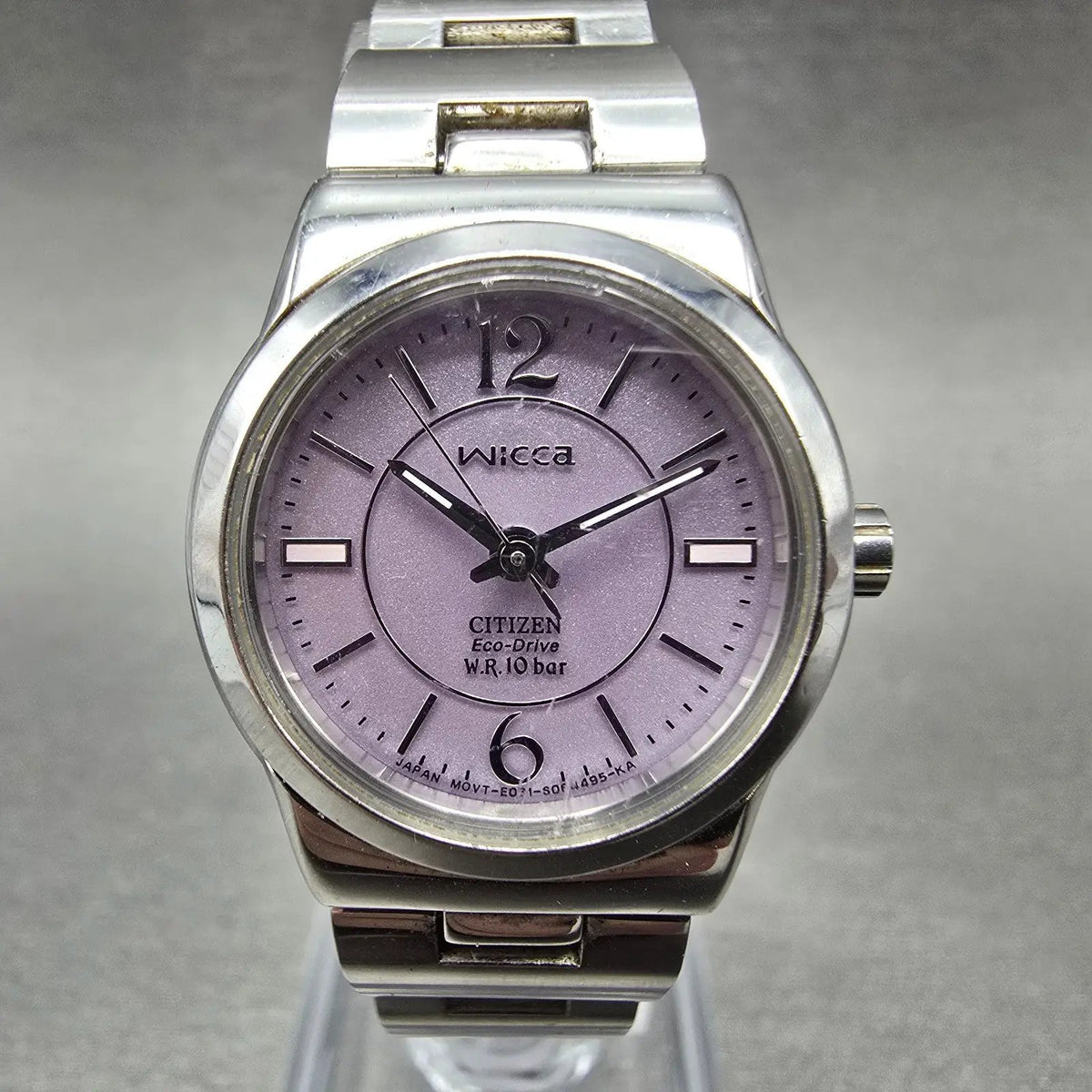 Citizen Eco-Drive Wicca Watch Women 24mm Purple Dial Silver Round Works JDM0