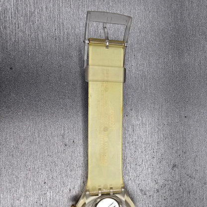 Swatch London 1948 Chrono Watch Men 42mm Blue Dial Clear SCZ102 New Battery VTG13