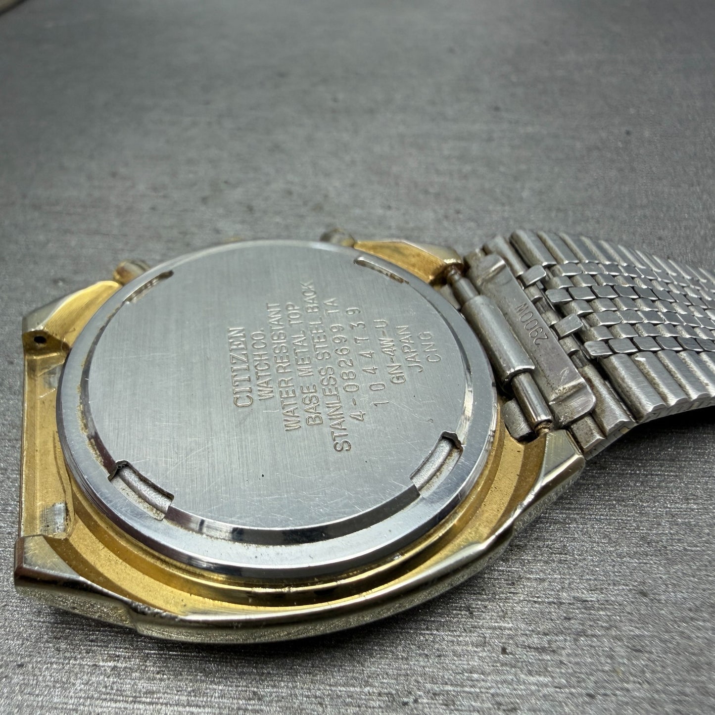 Citizen Analog Digital Watch Men 35mm Black Dial Gold Alarm Chrono 4-082699 PART11