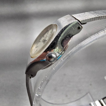 Seiko Watch Women 16mm Silver Dial Silver Tone Oval 5420-0029 New Battery VTG2