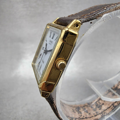 Casio Traddy Tank Watch Women 21mm White Dial Gold Tone Rectangle New Battery2